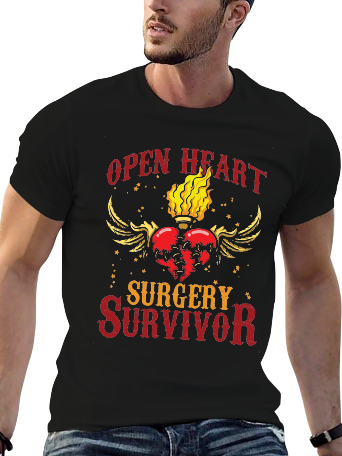 Open Heart Surgery Survivor Graphic T-Shirt