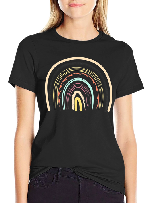 Retro Rainbow Graphic Black T-Shirt