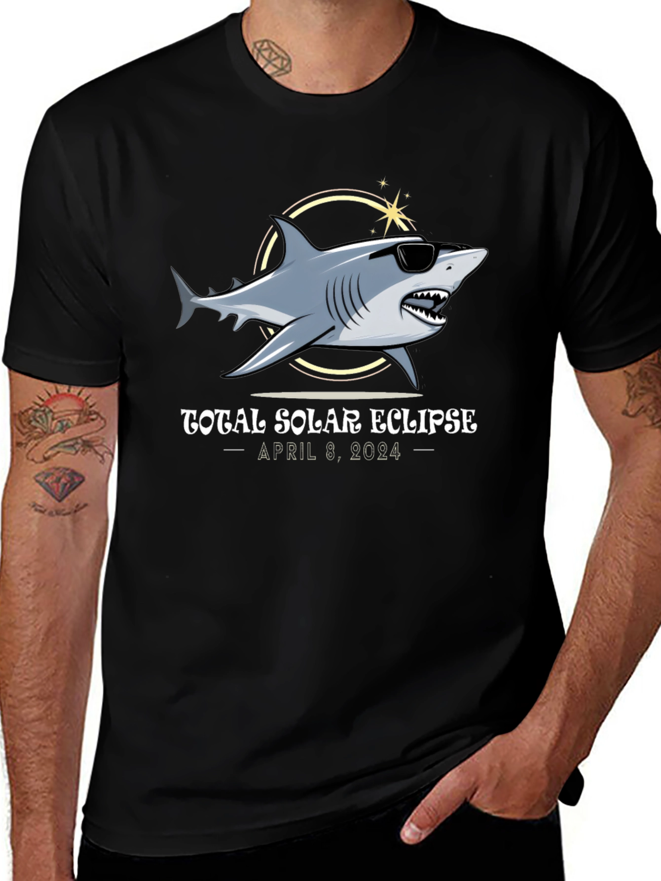 Total Solar Eclipse 2024 Shark T-Shirt