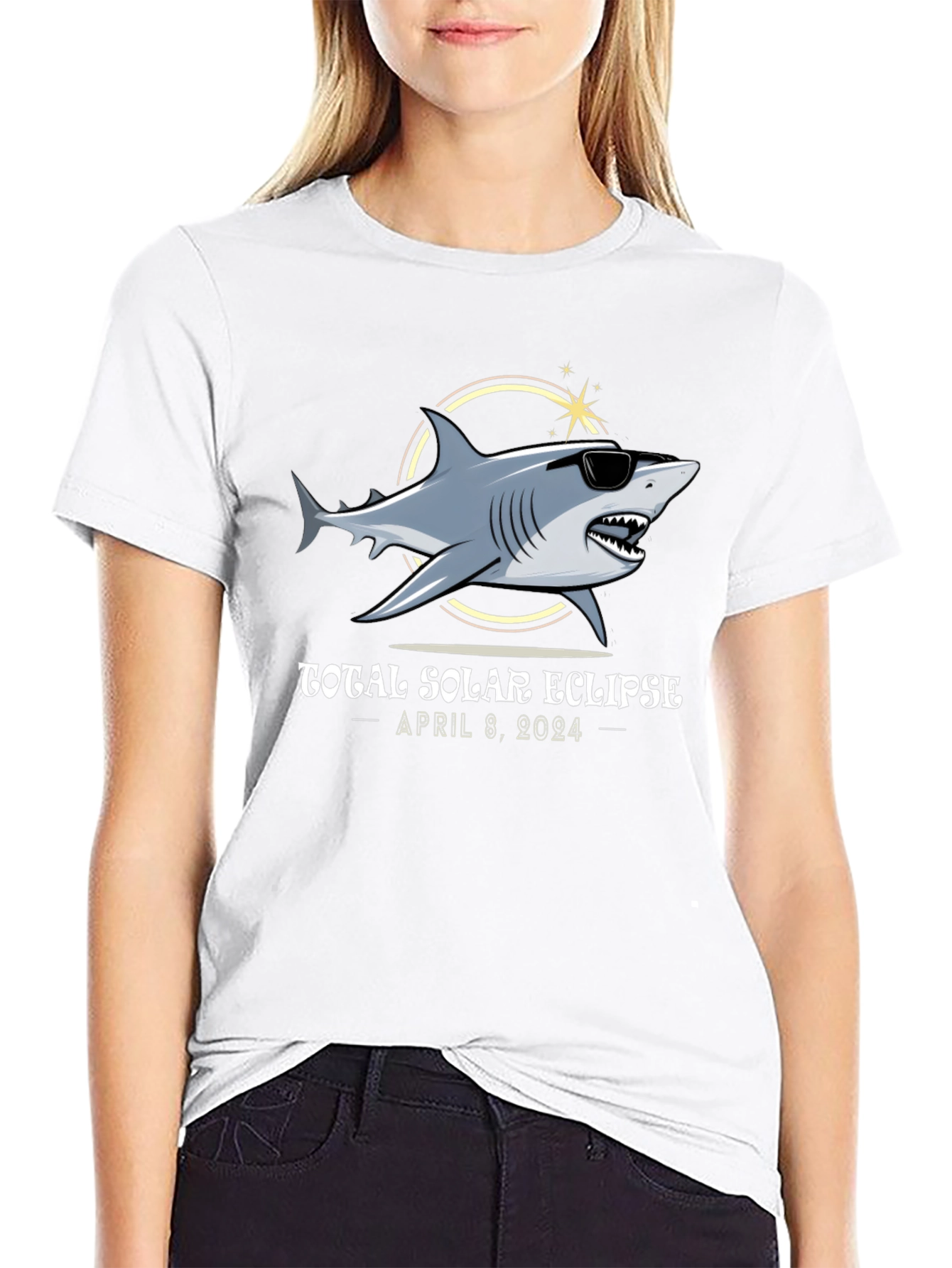 Total Solar Eclipse 2024 Shark T-Shirt