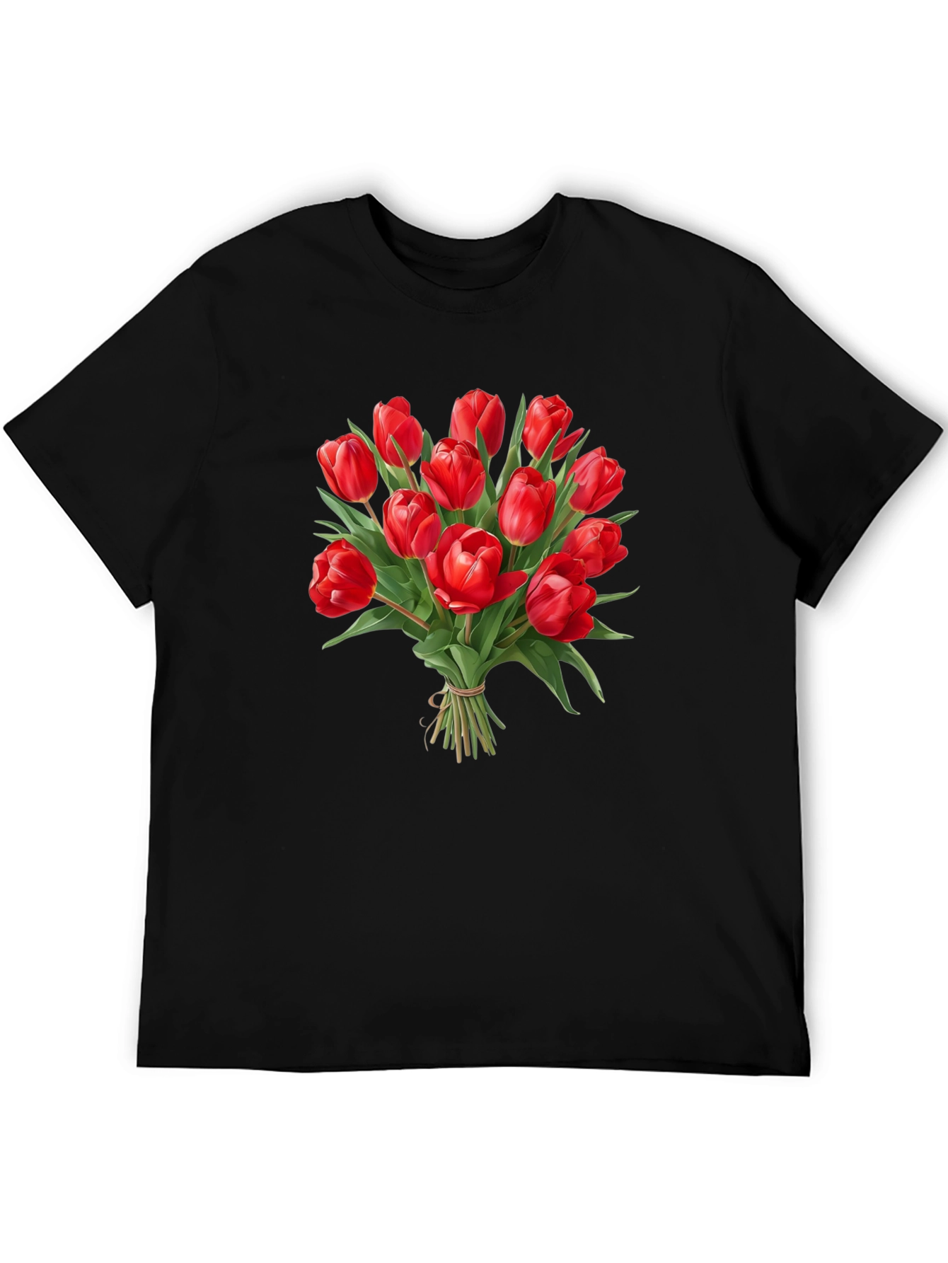 Tulip Bouquet Black T-Shirt - Floral Graphic Tee