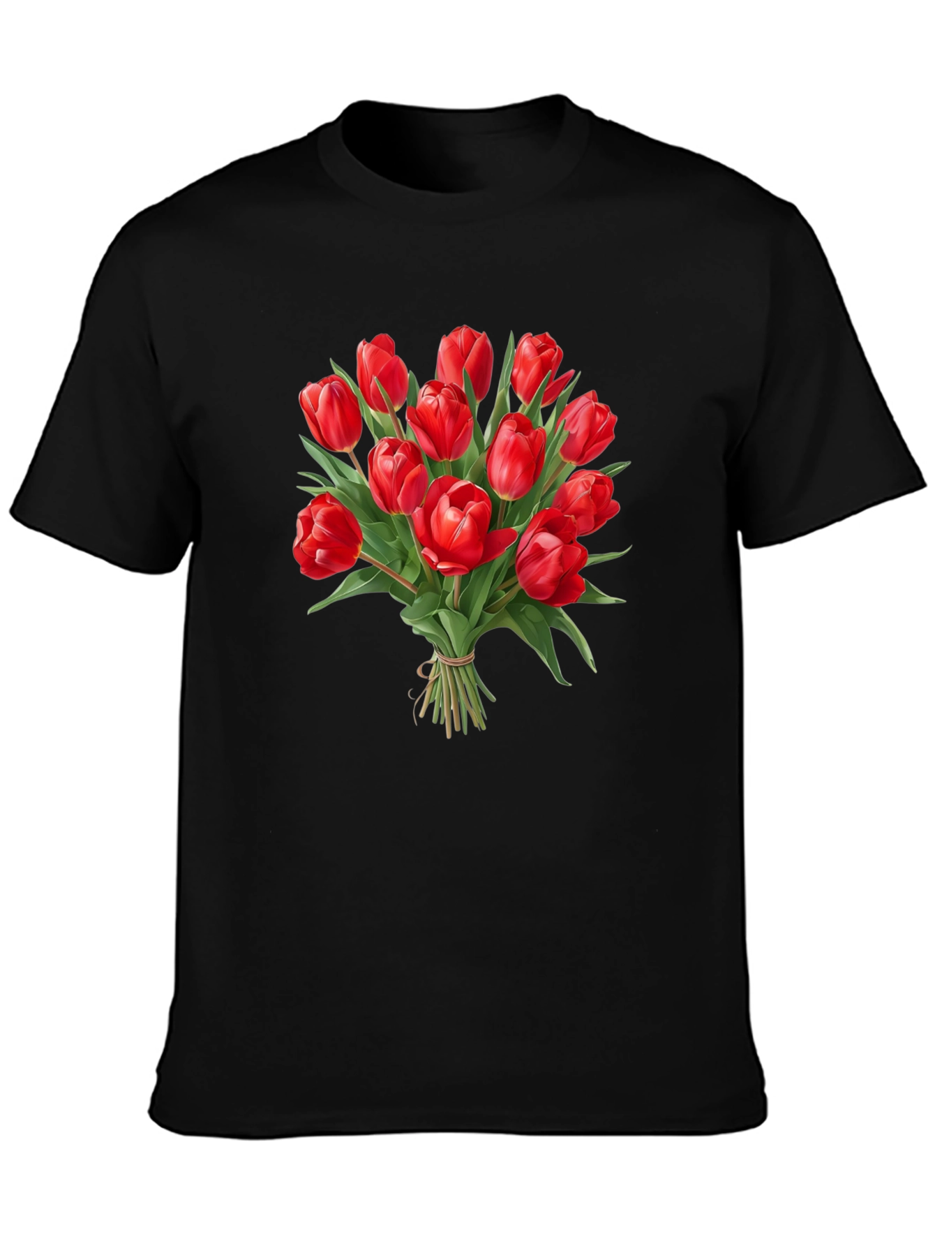 Tulip Bouquet Black T-Shirt - Floral Graphic Tee