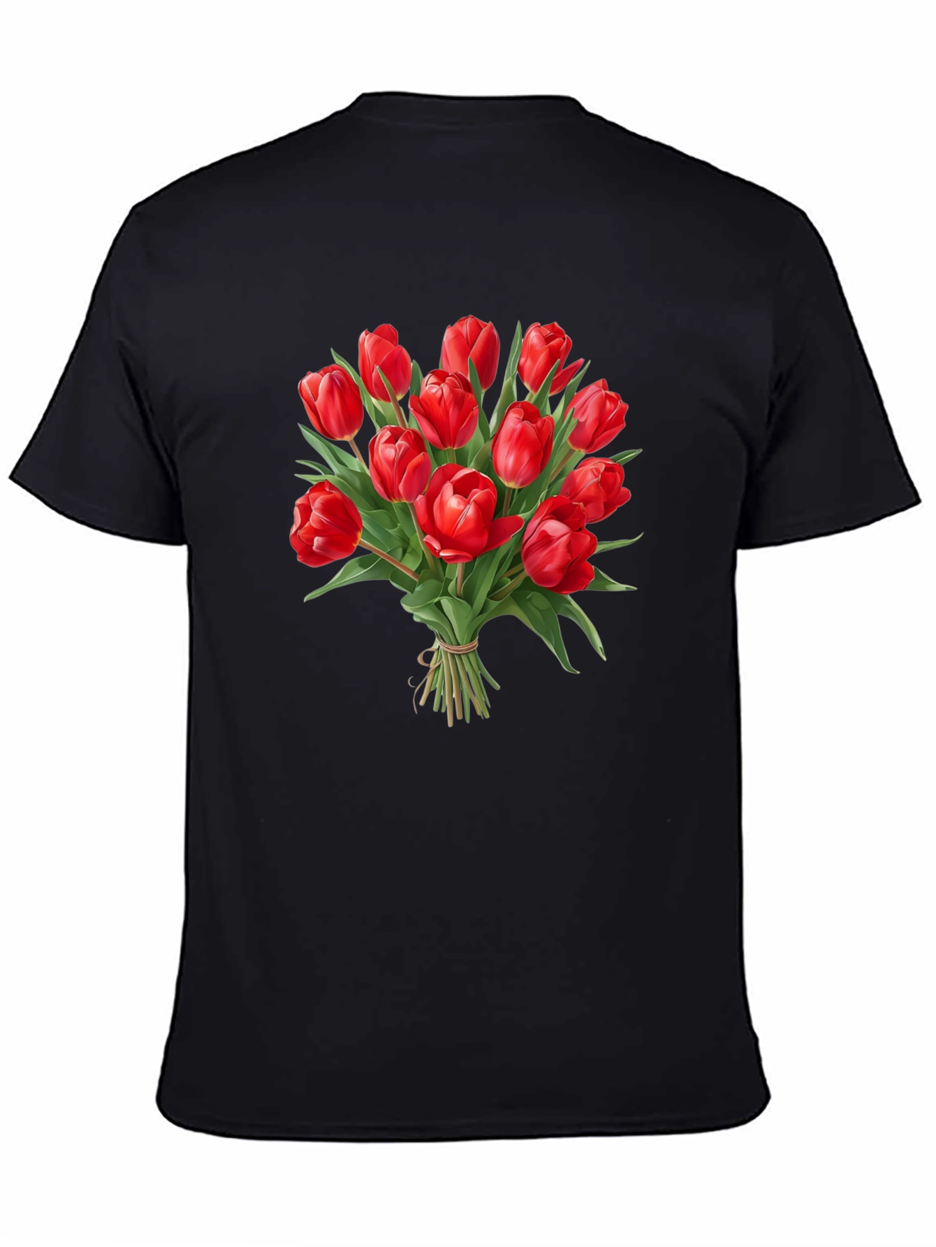 Tulip Bouquet Black T-Shirt - Floral Graphic Tee