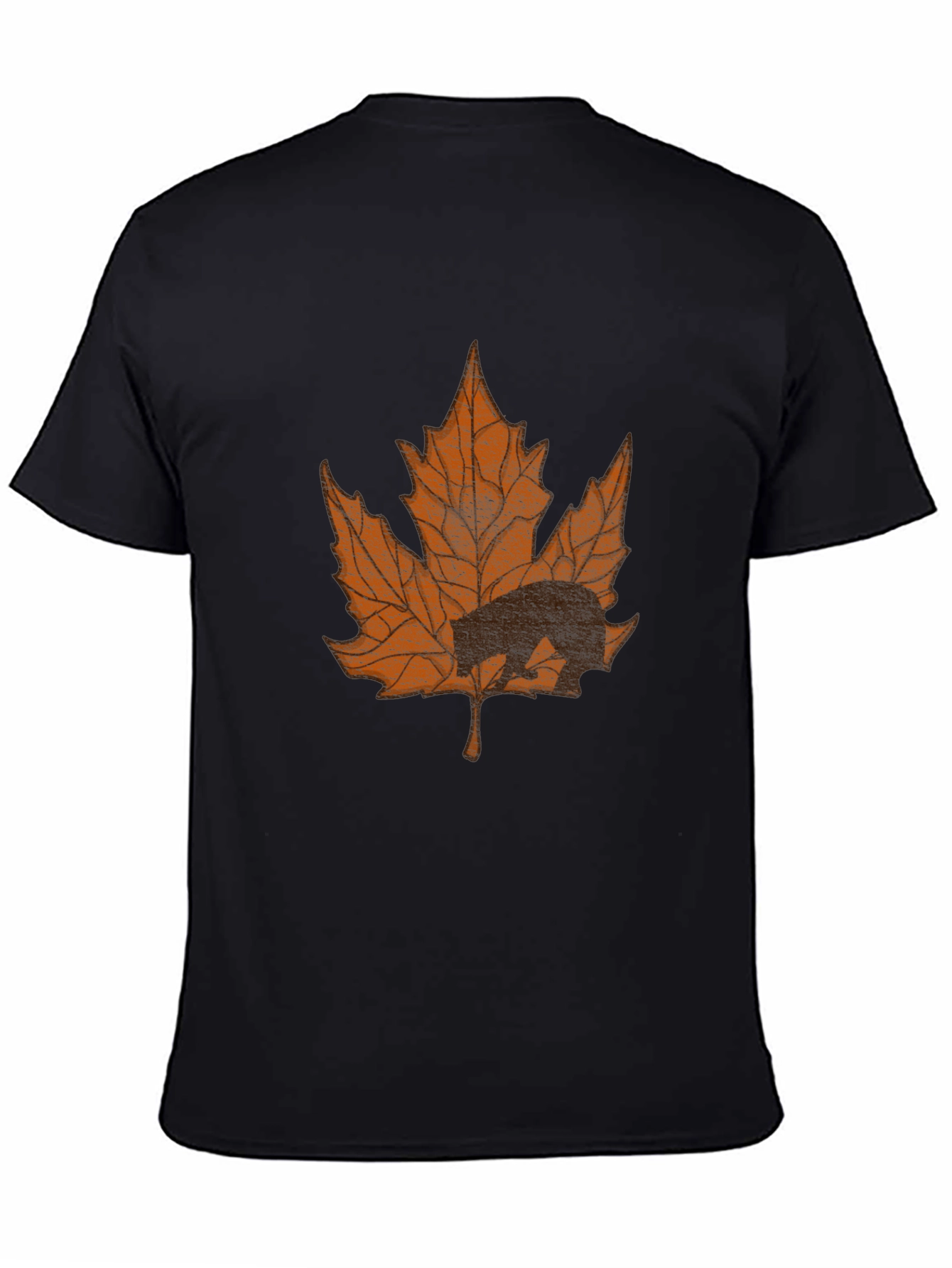Bear in Maple Leaf Graphic T-Shirt