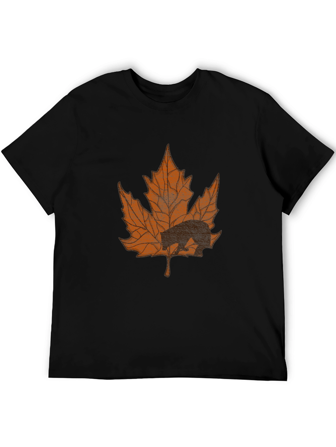Bear in Maple Leaf Graphic T-Shirt