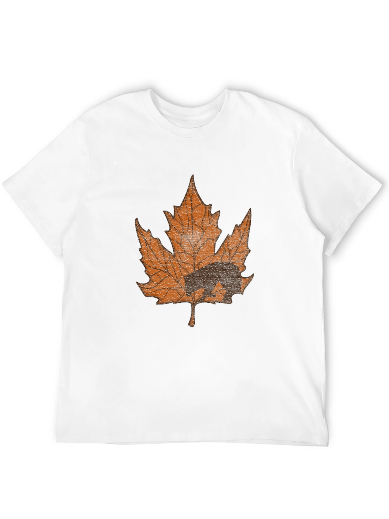 Bear in Maple Leaf Graphic T-Shirt