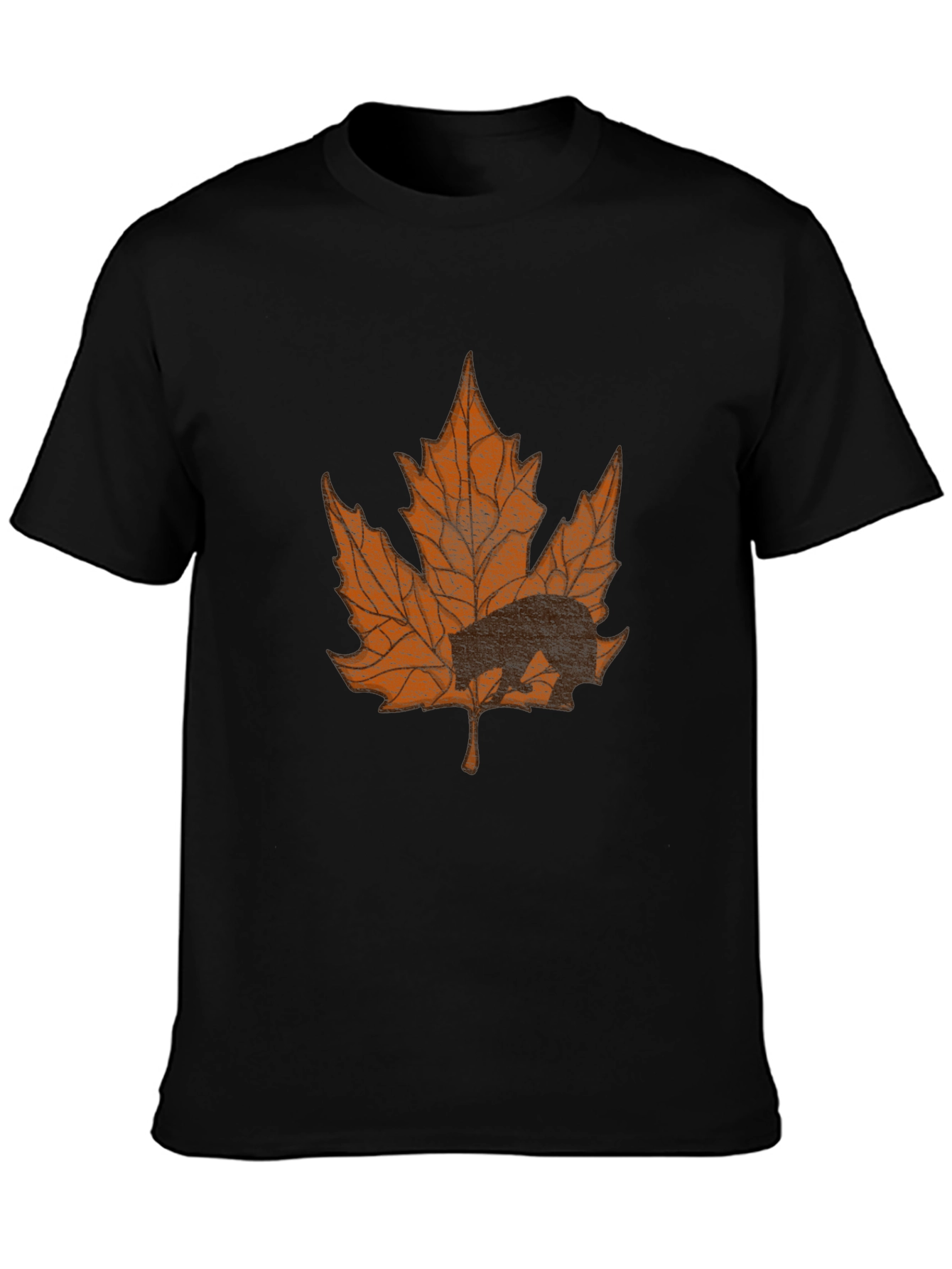 Bear in Maple Leaf Graphic T-Shirt
