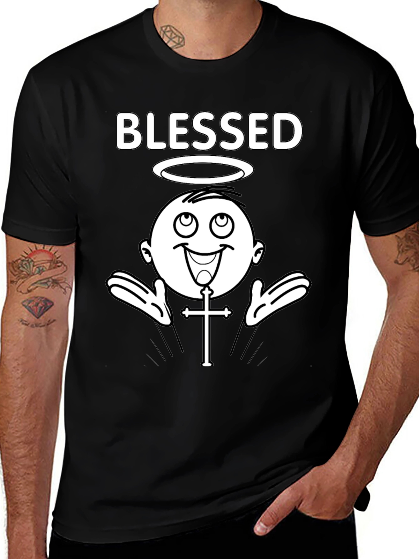 Blessed Angel Graphic T-Shirt - Black