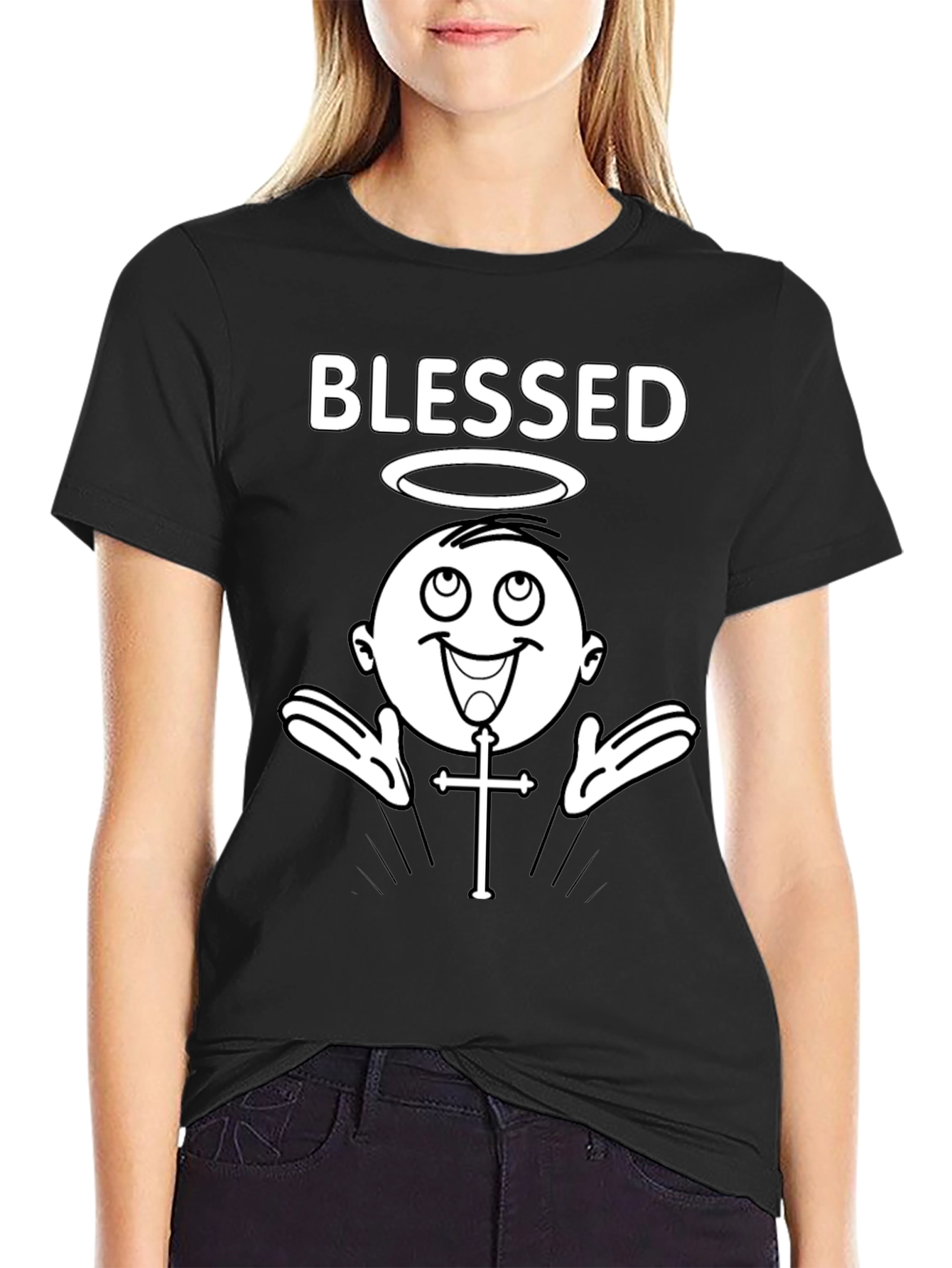 Blessed Angel Graphic T-Shirt - Black