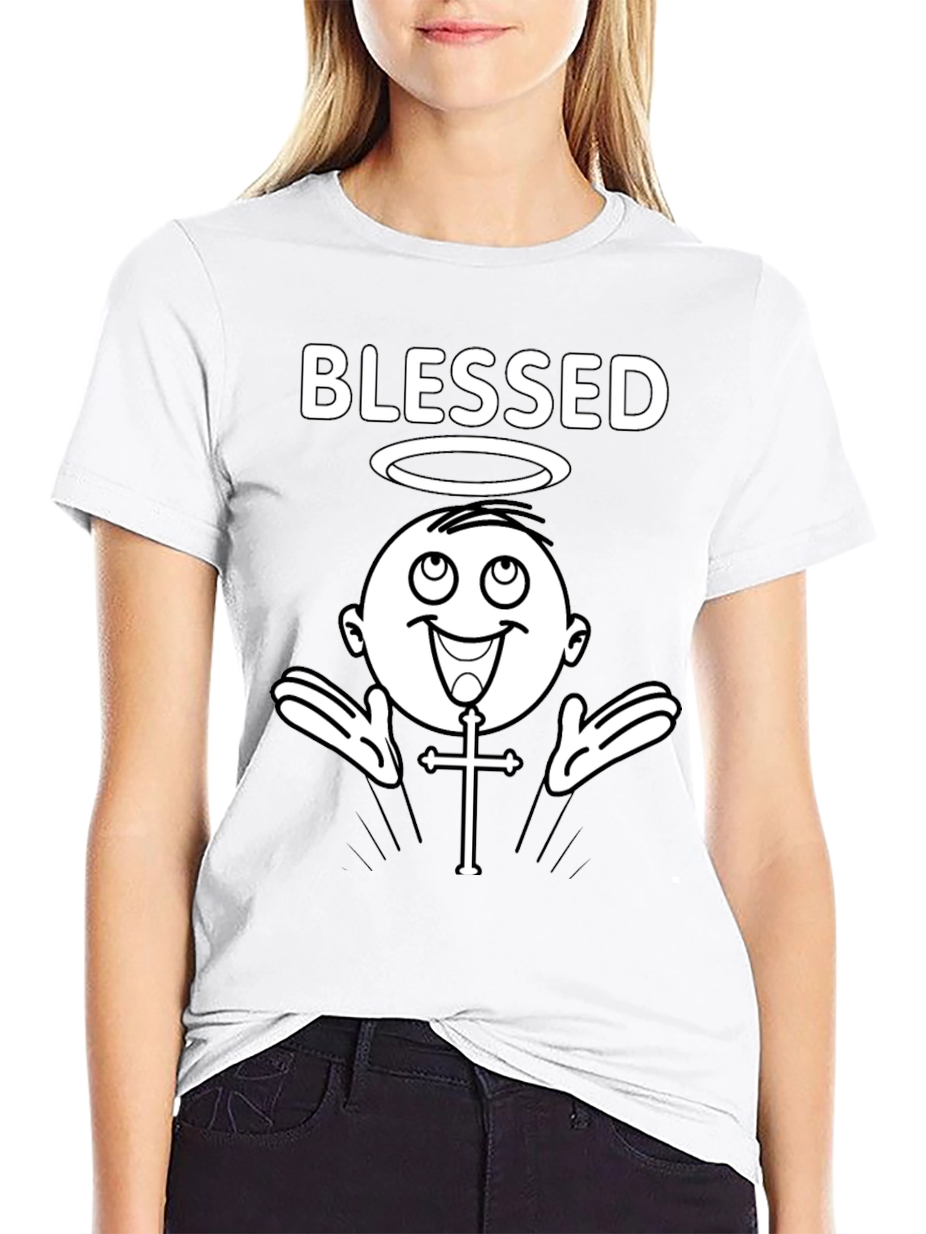 Blessed Angel Graphic T-Shirt - Black