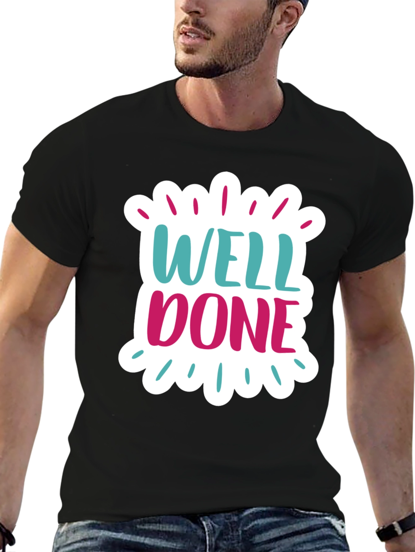 Well Done Graphic Black Cotton T-Shirt