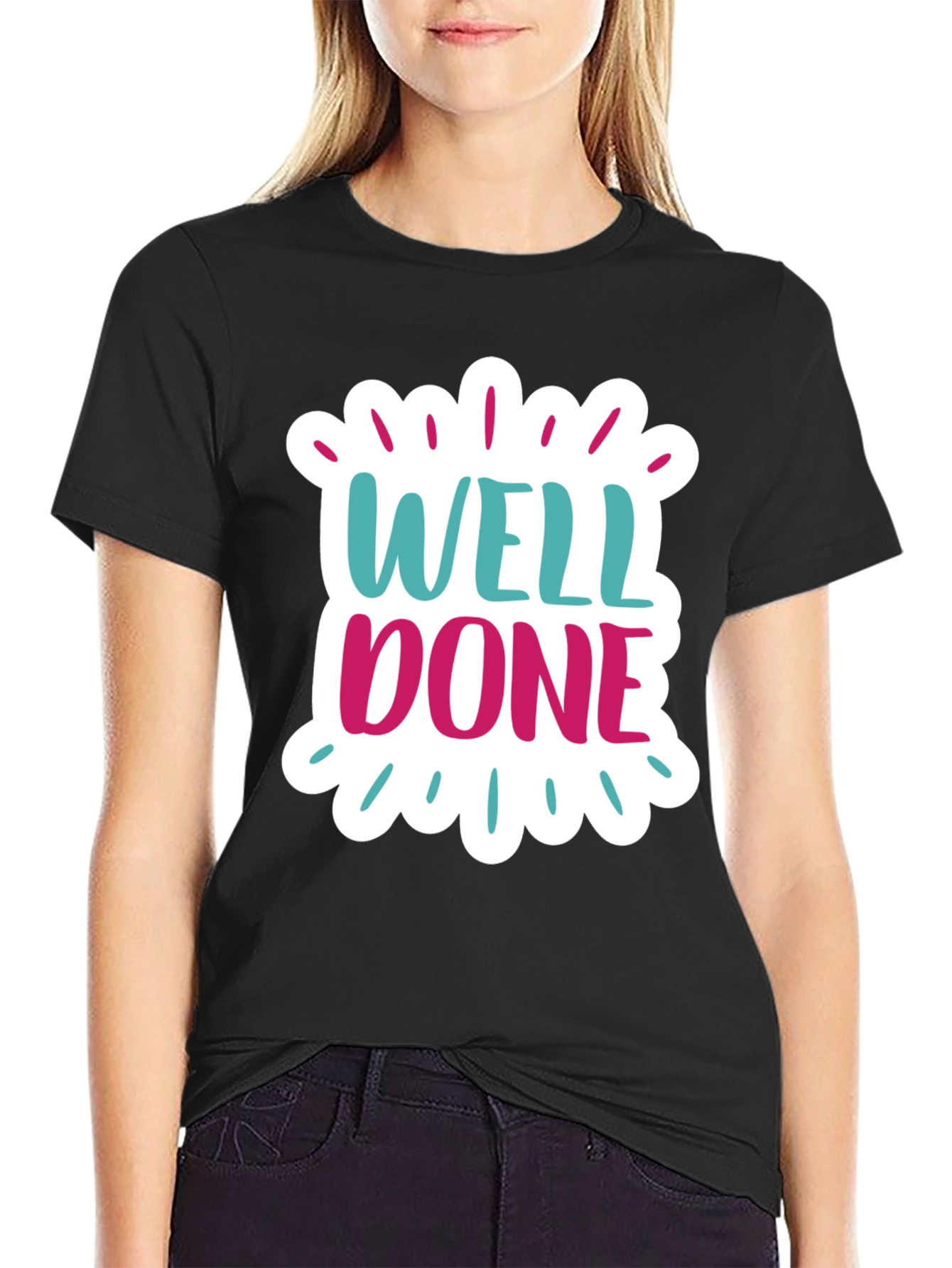 Well Done Graphic Black Cotton T-Shirt