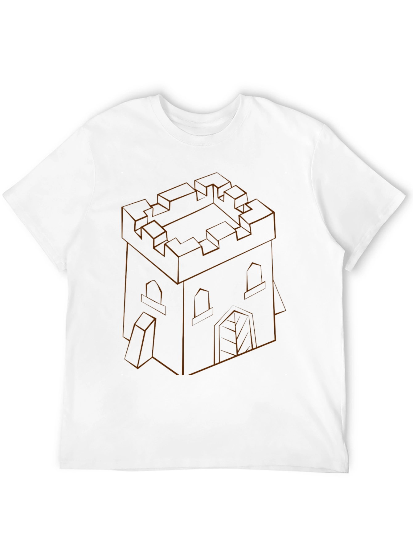Isometric Castle Outline Black T-Shirt