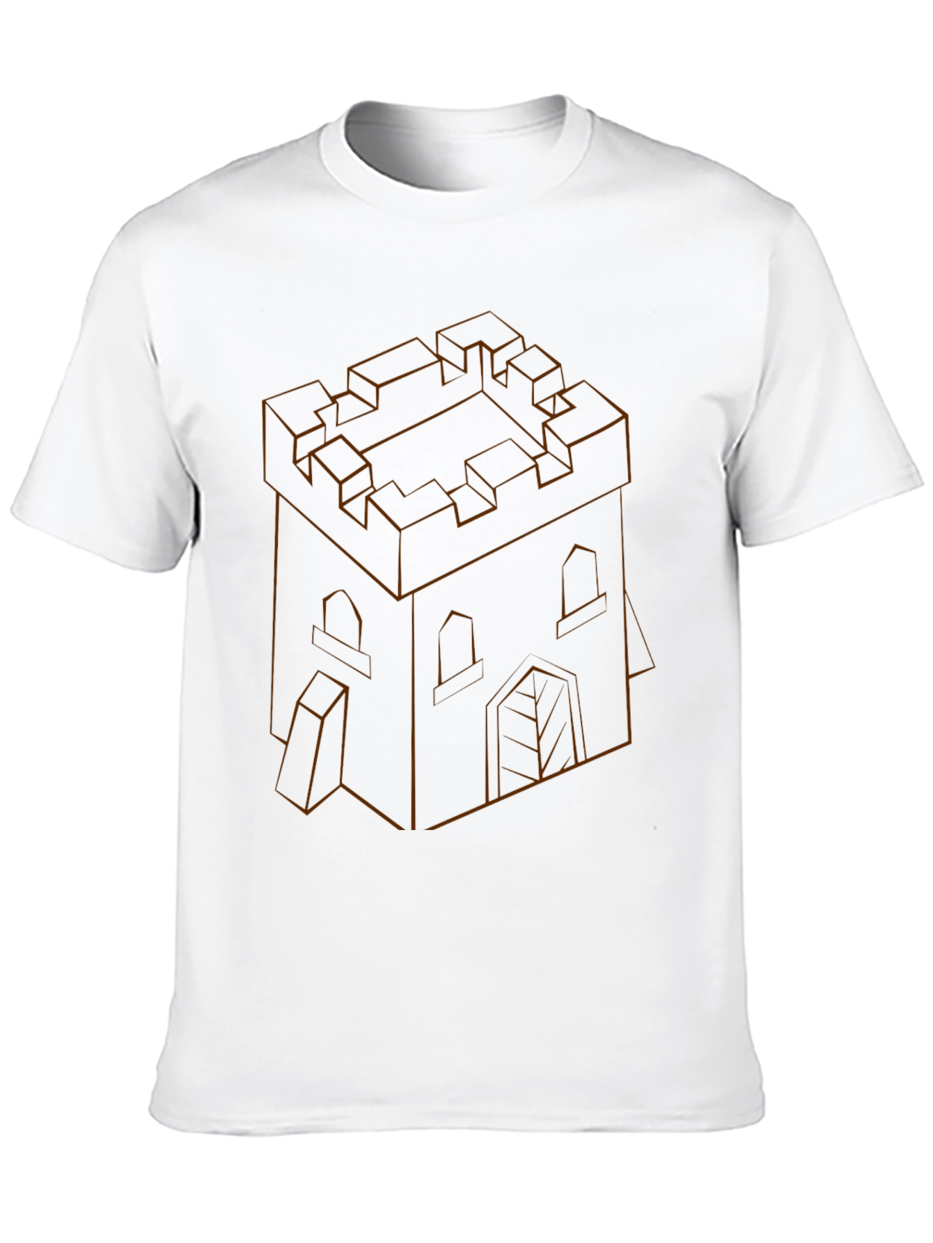 Isometric Castle Outline Black T-Shirt
