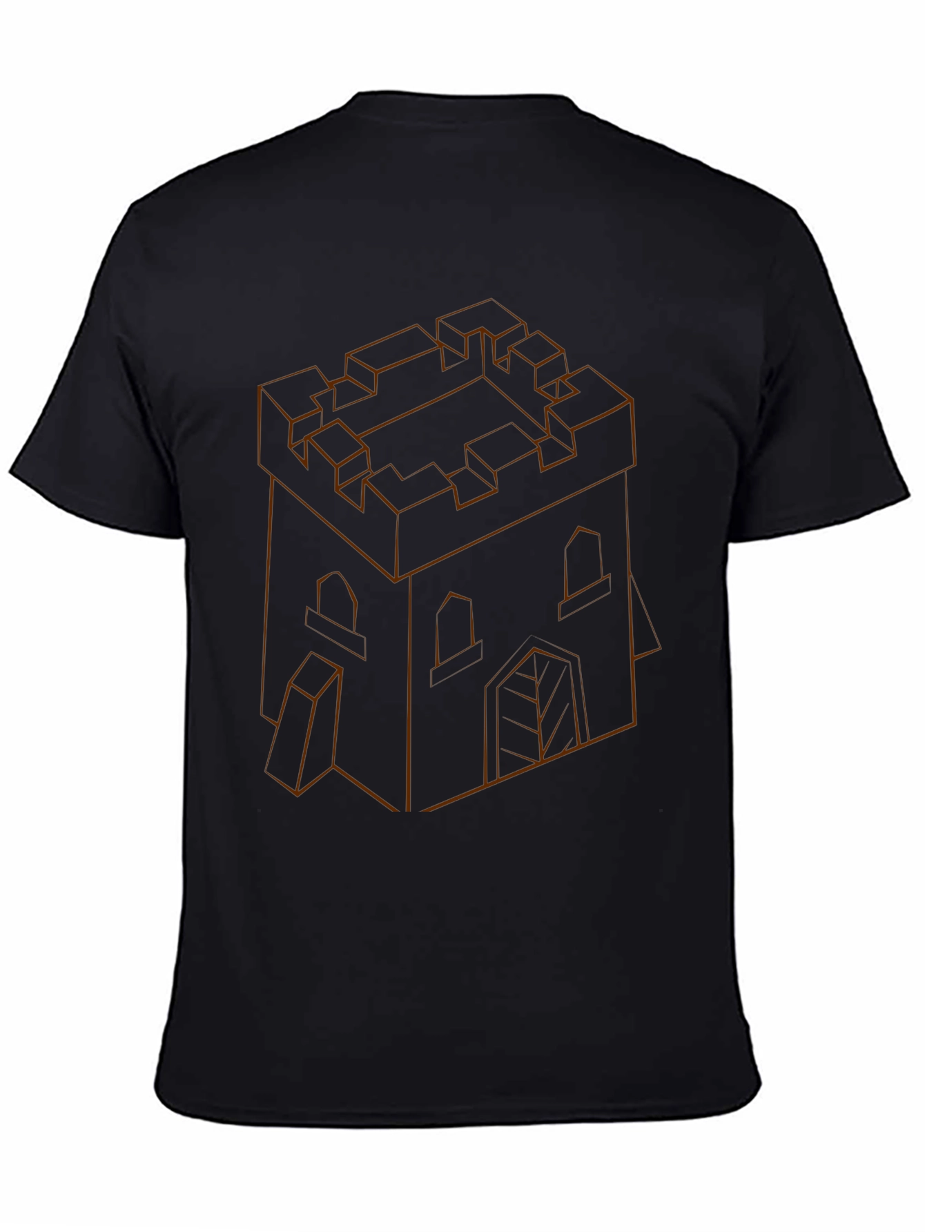 Isometric Castle Outline Black T-Shirt