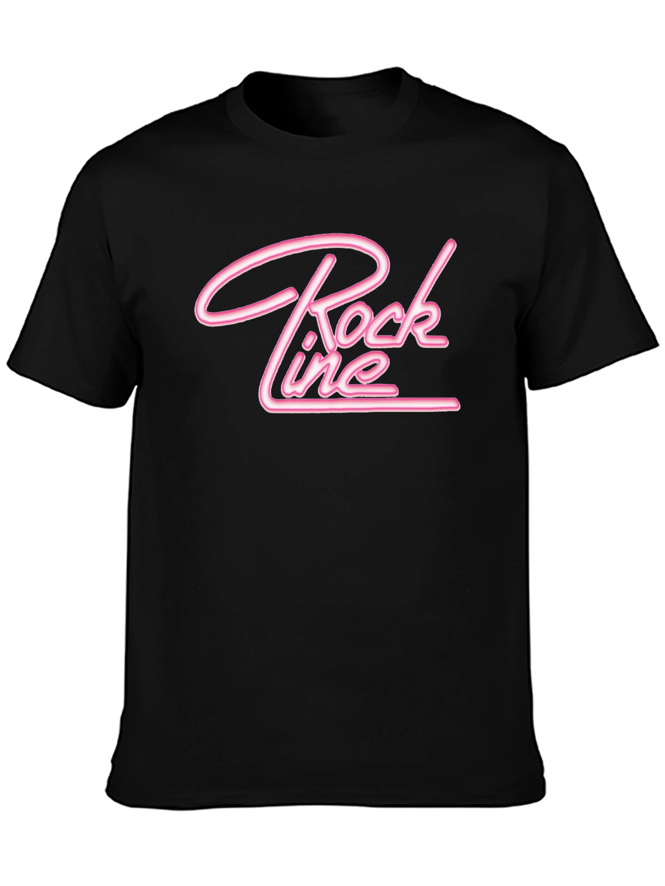 Rock Line Black T-Shirt with Pink Neon Style Graphic
