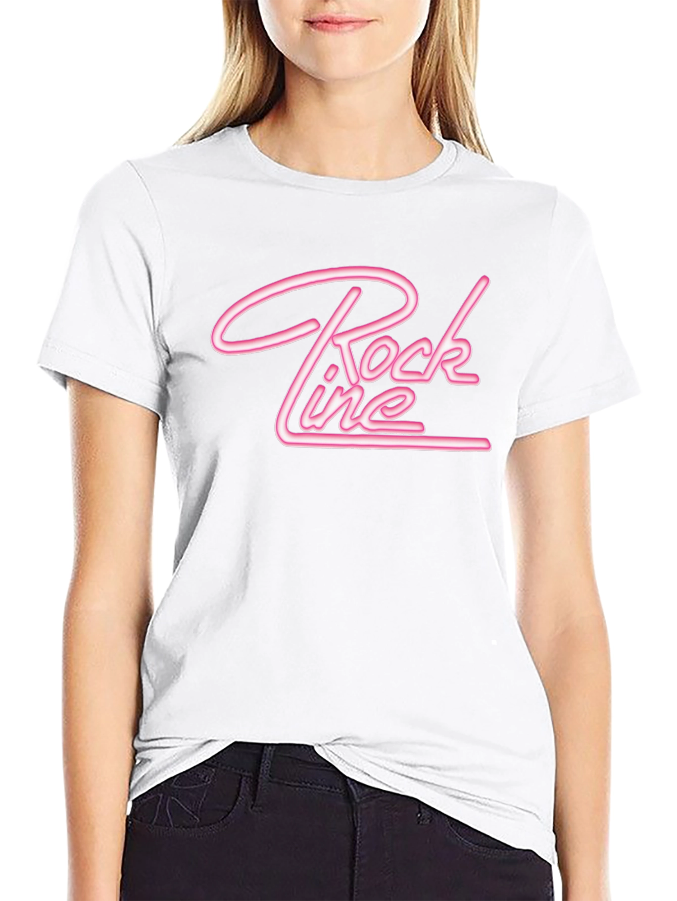 Rock Line Black T-Shirt with Pink Neon Style Graphic