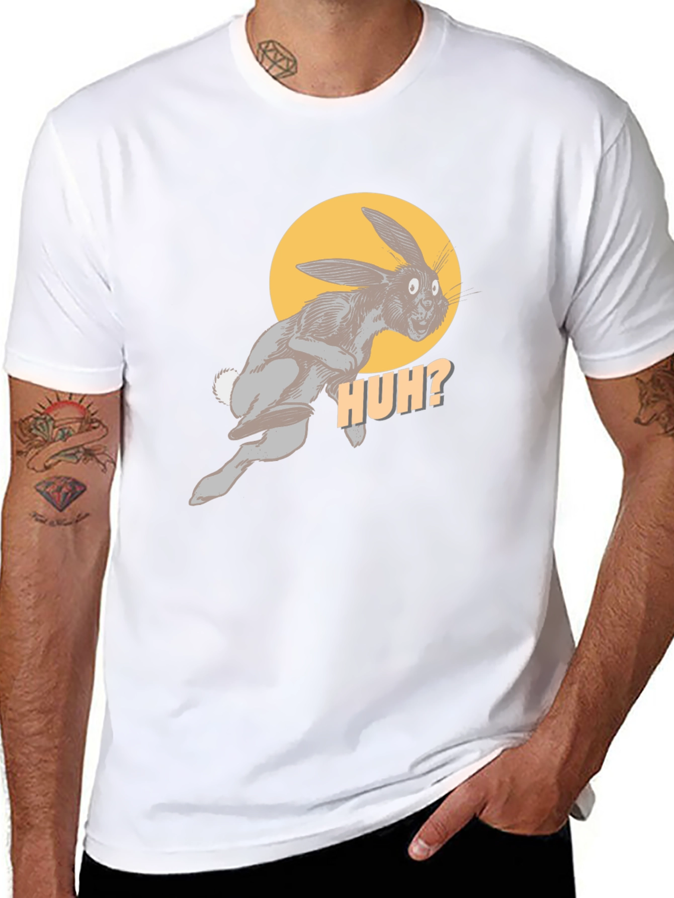 HUH? Rabbit Graphic Black Tee