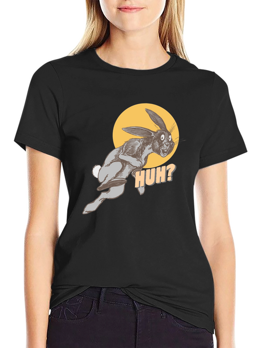 HUH? Rabbit Graphic Black Tee