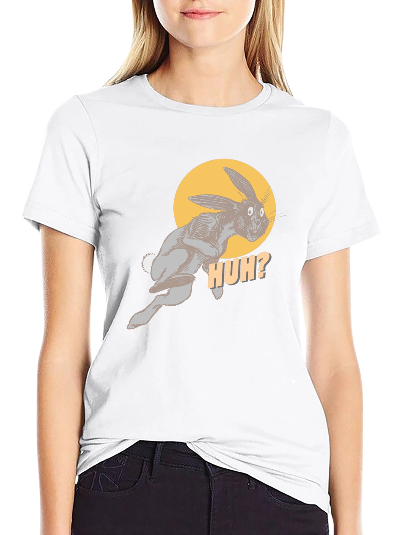 HUH? Rabbit Graphic Black Tee
