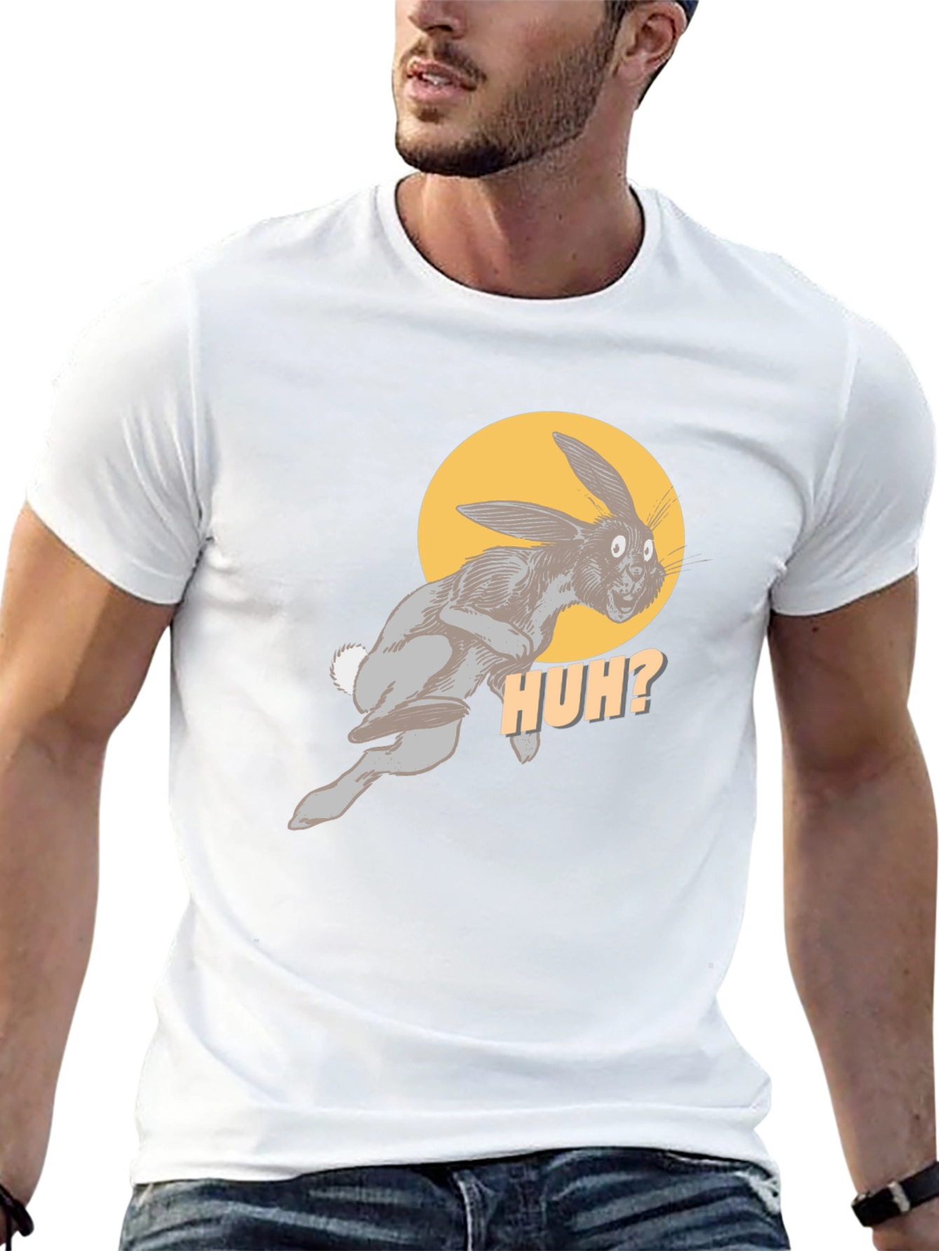 HUH? Rabbit Graphic Black Tee