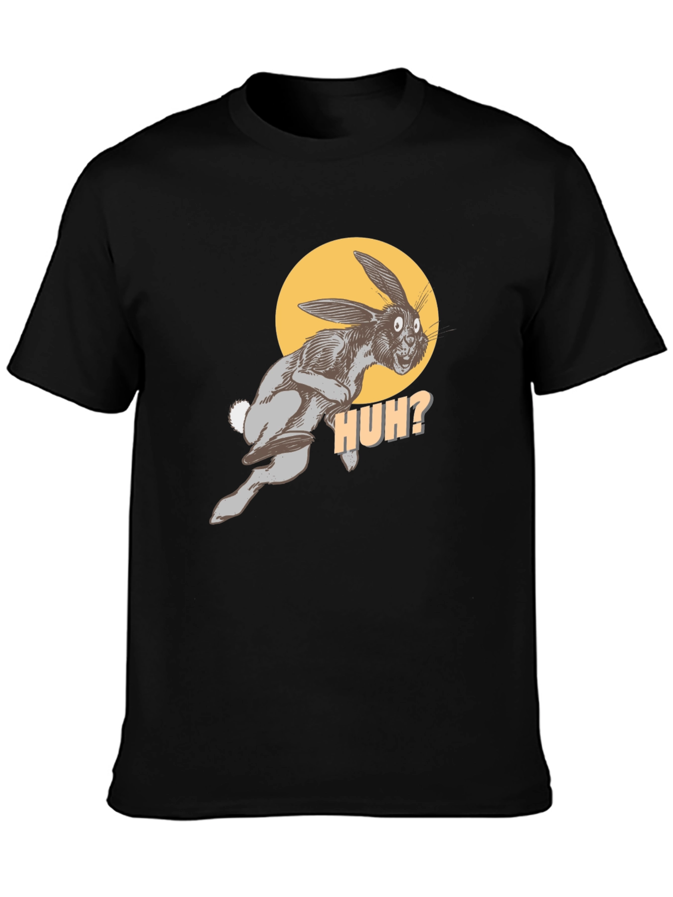 HUH? Rabbit Graphic Black Tee