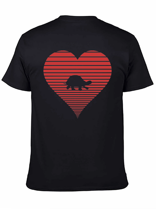 Turtle Heart Graphic Tee - Black Casual T-Shirt