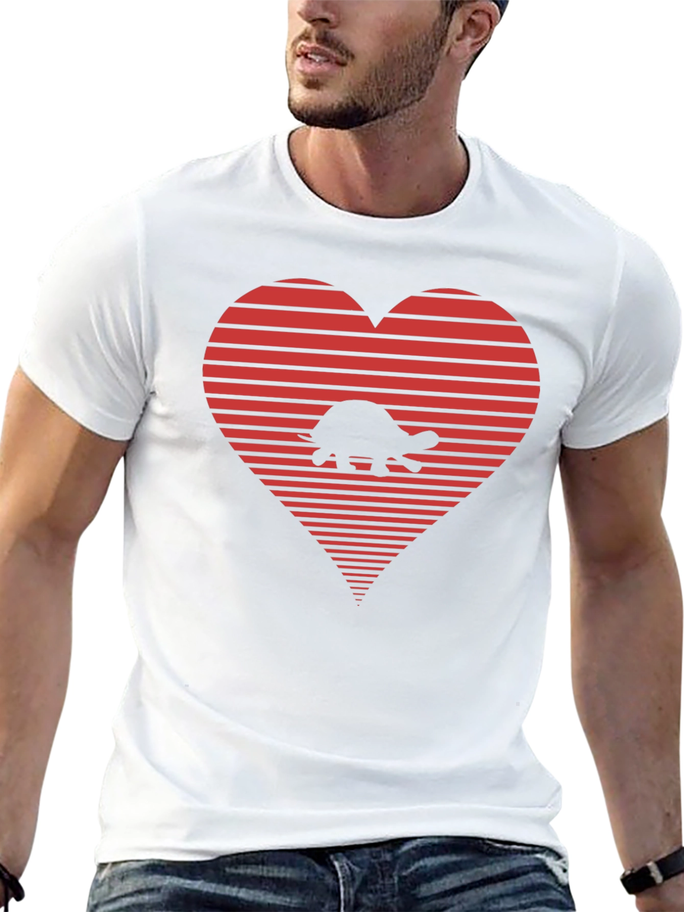 Turtle Heart Graphic Tee - Black Casual T-Shirt
