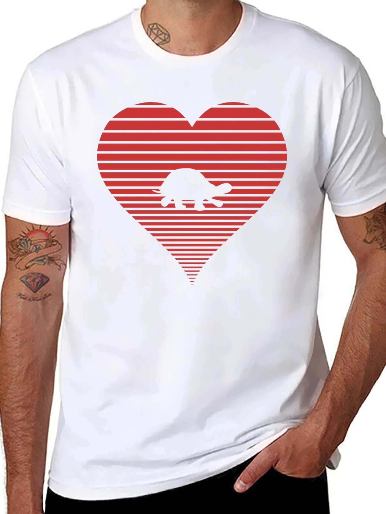 Turtle Heart Graphic Tee - Black Casual T-Shirt
