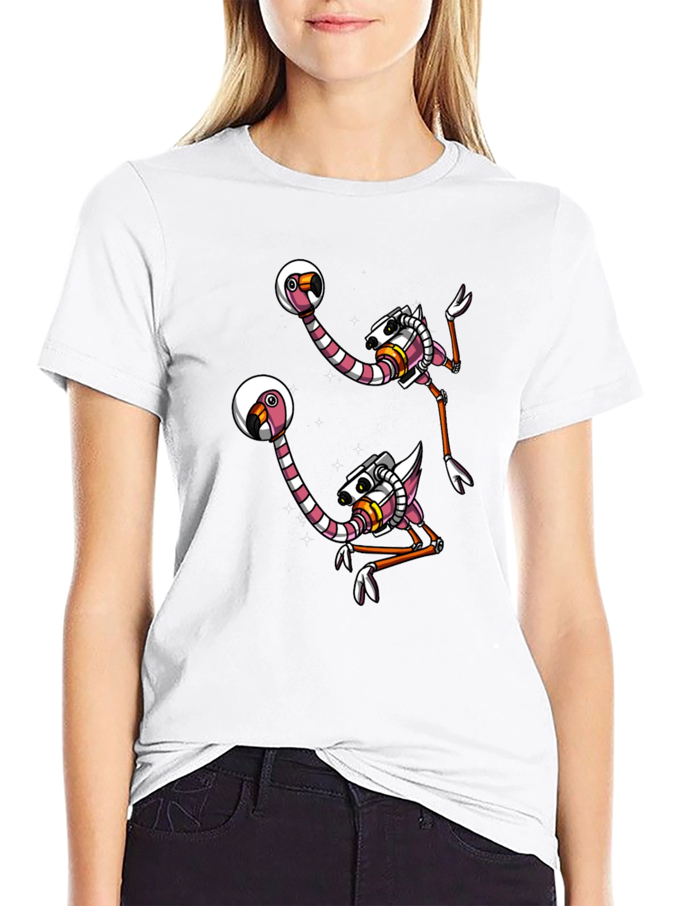 Retro Space Flamingo Graphic Tee