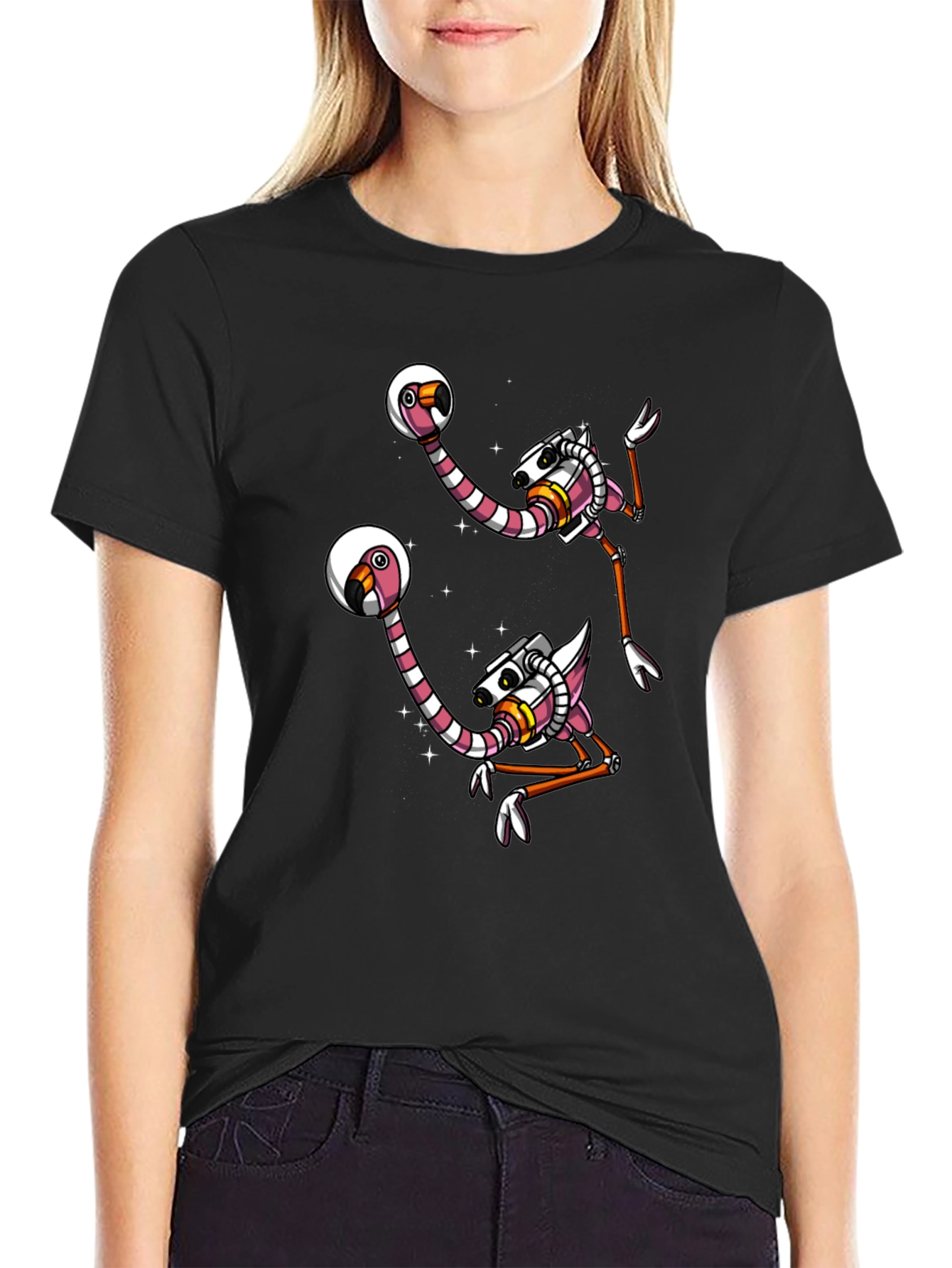 Retro Space Flamingo Graphic Tee