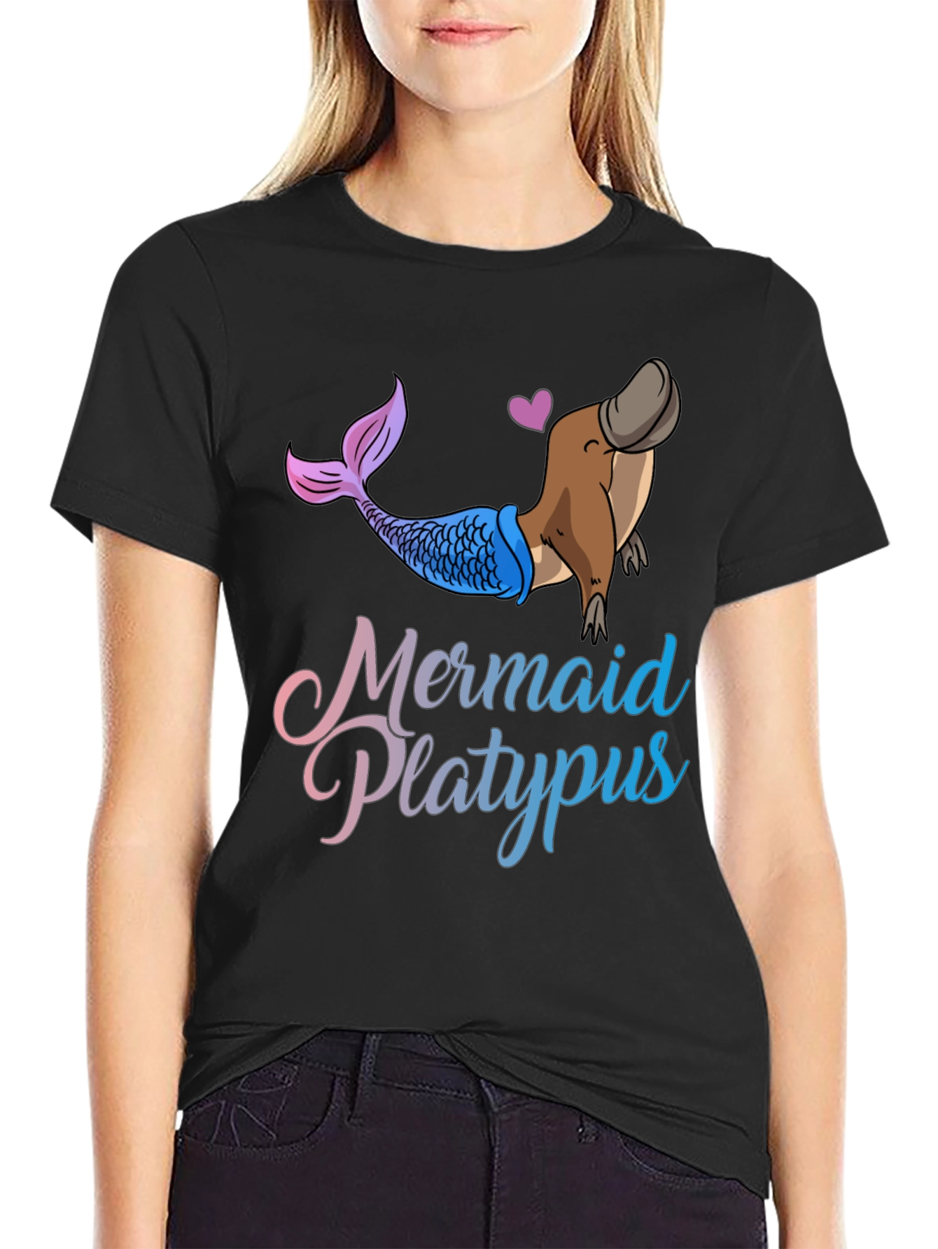 Mermaid Platypus Graphic T-Shirt