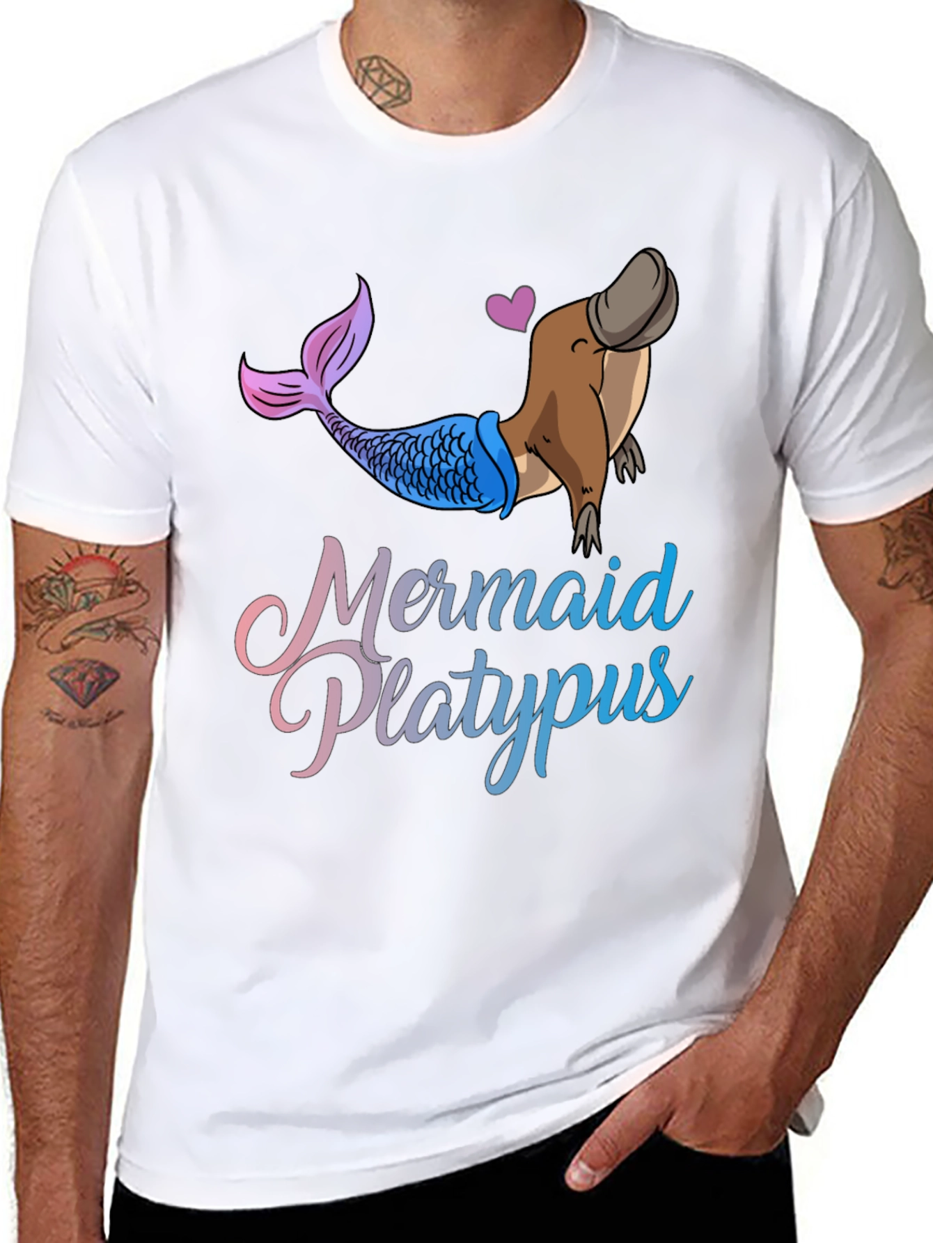 Mermaid Platypus Graphic T-Shirt