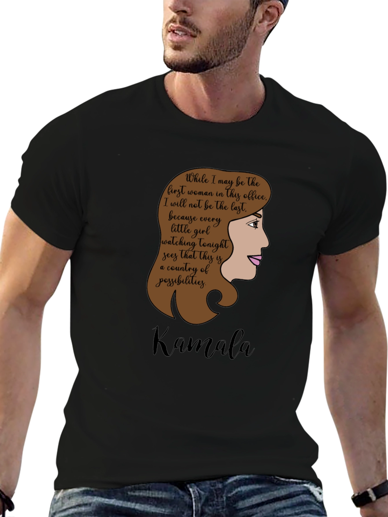 Kamala Harris First Woman Quote Black T-Shirt