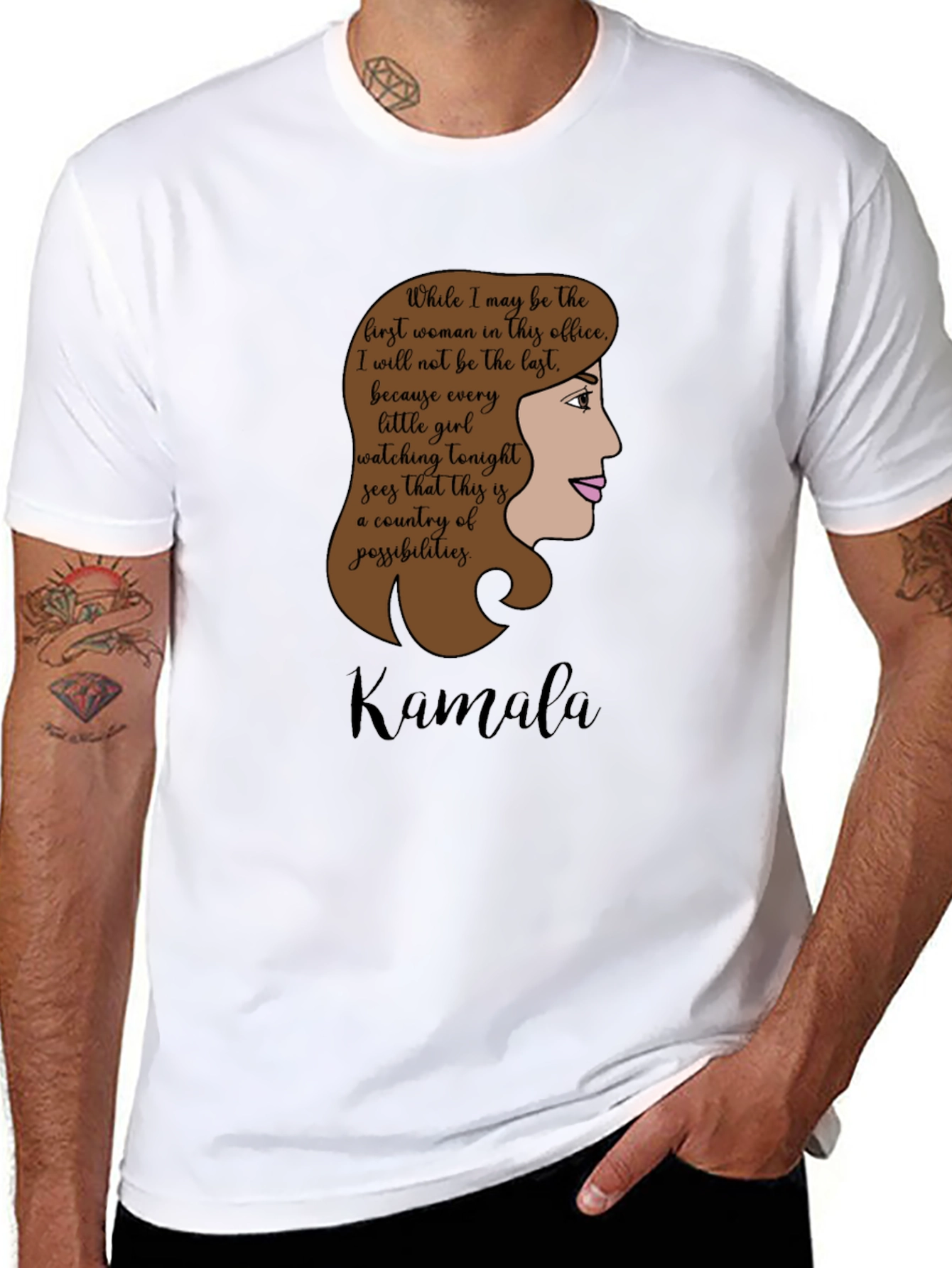 Kamala Harris First Woman Quote Black T-Shirt