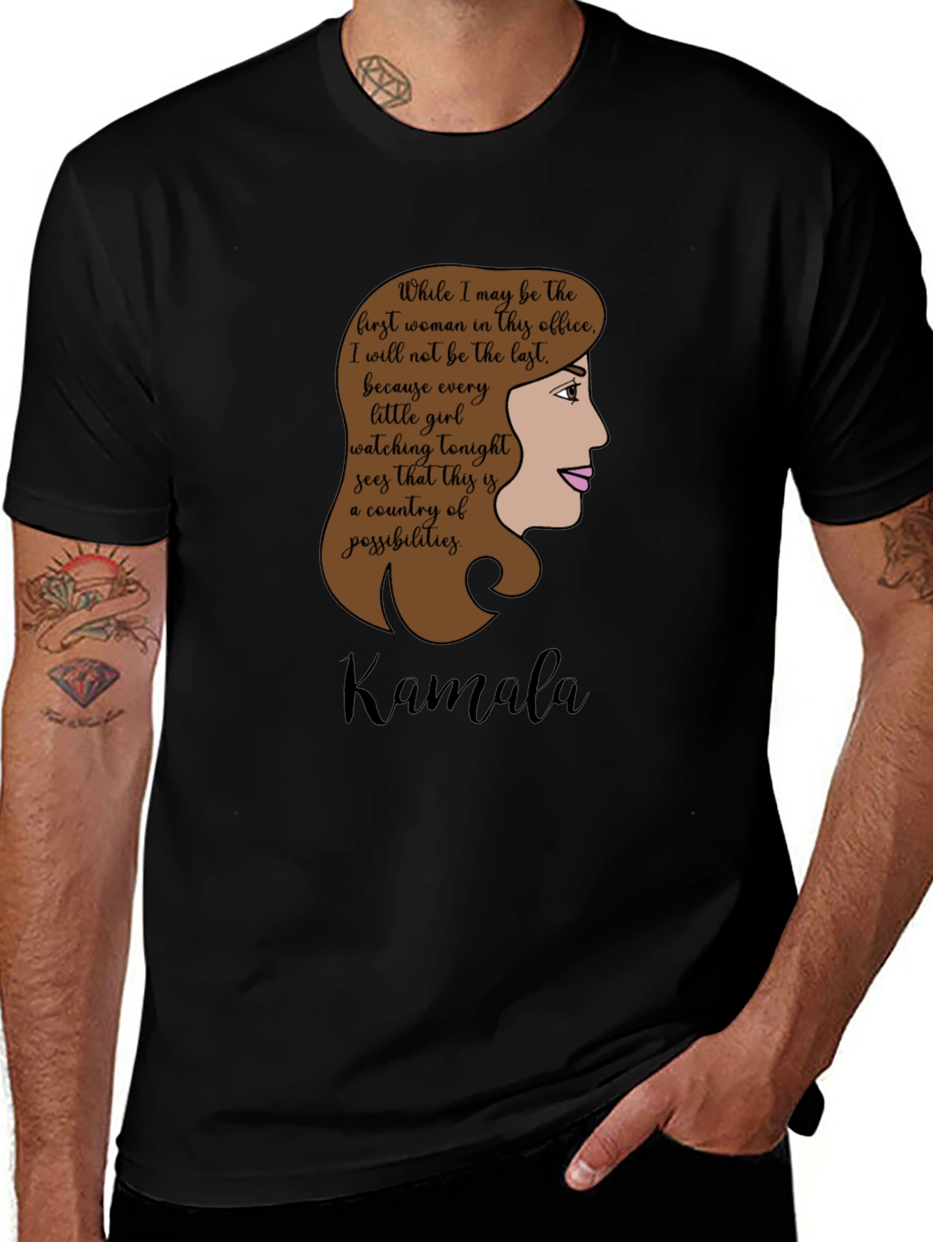 Kamala Harris First Woman Quote Black T-Shirt