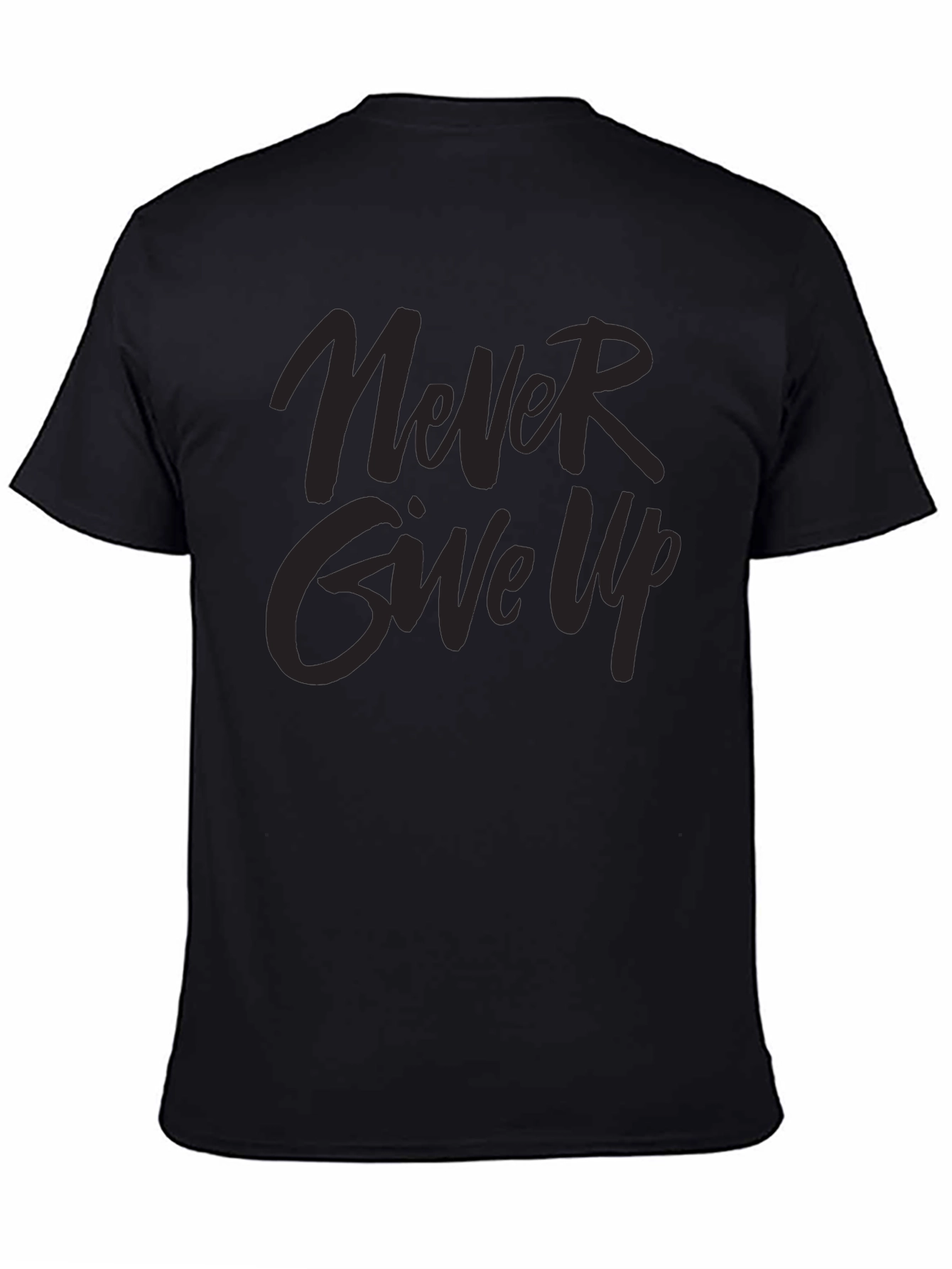 Never Give Up Graphic Print Black T-Shirt