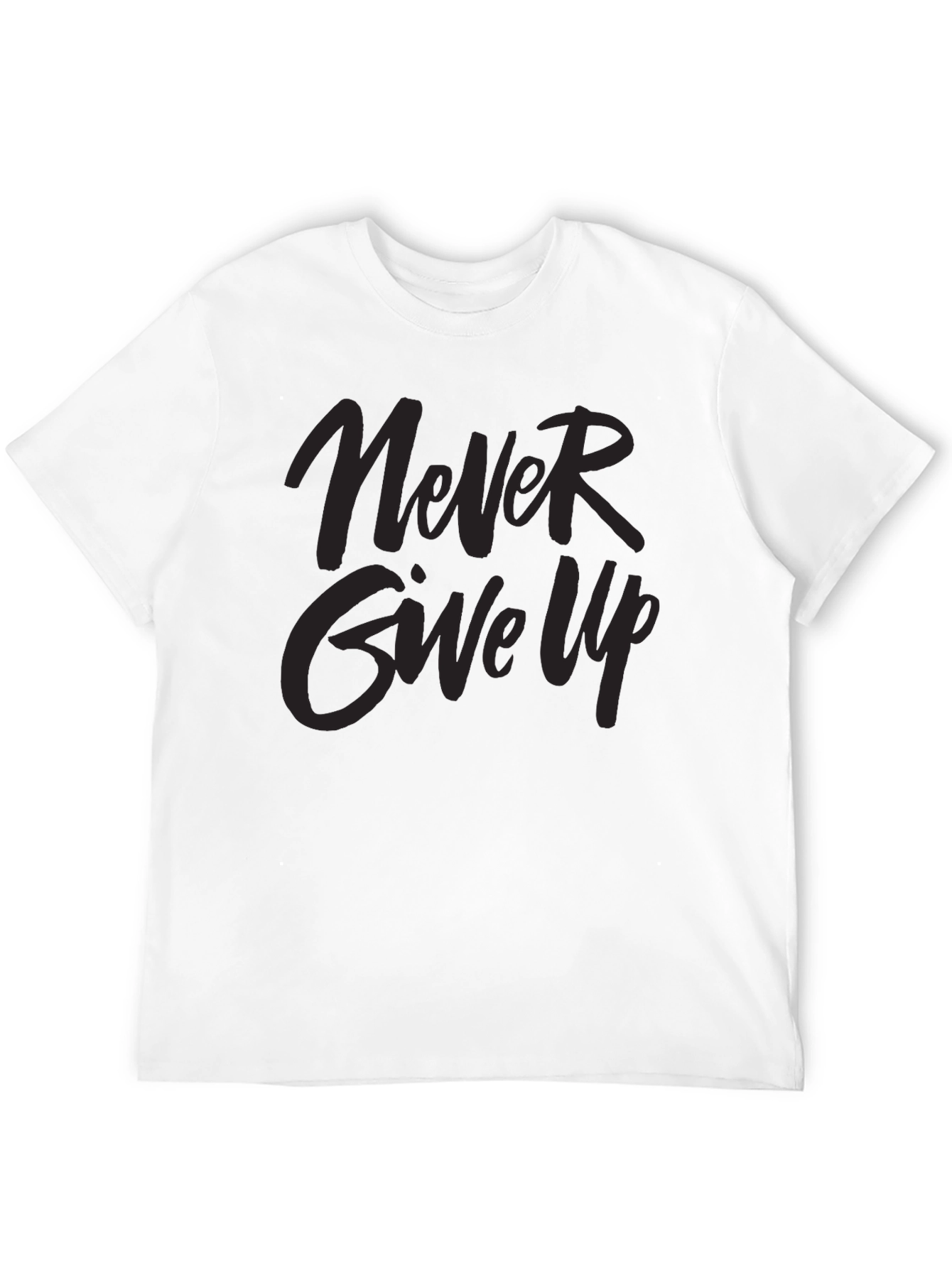 Never Give Up Graphic Print Black T-Shirt