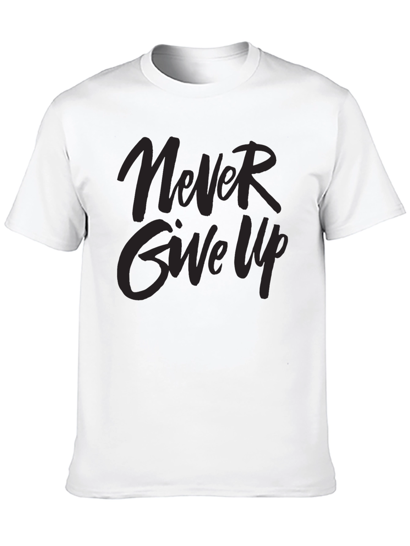 Never Give Up Graphic Print Black T-Shirt