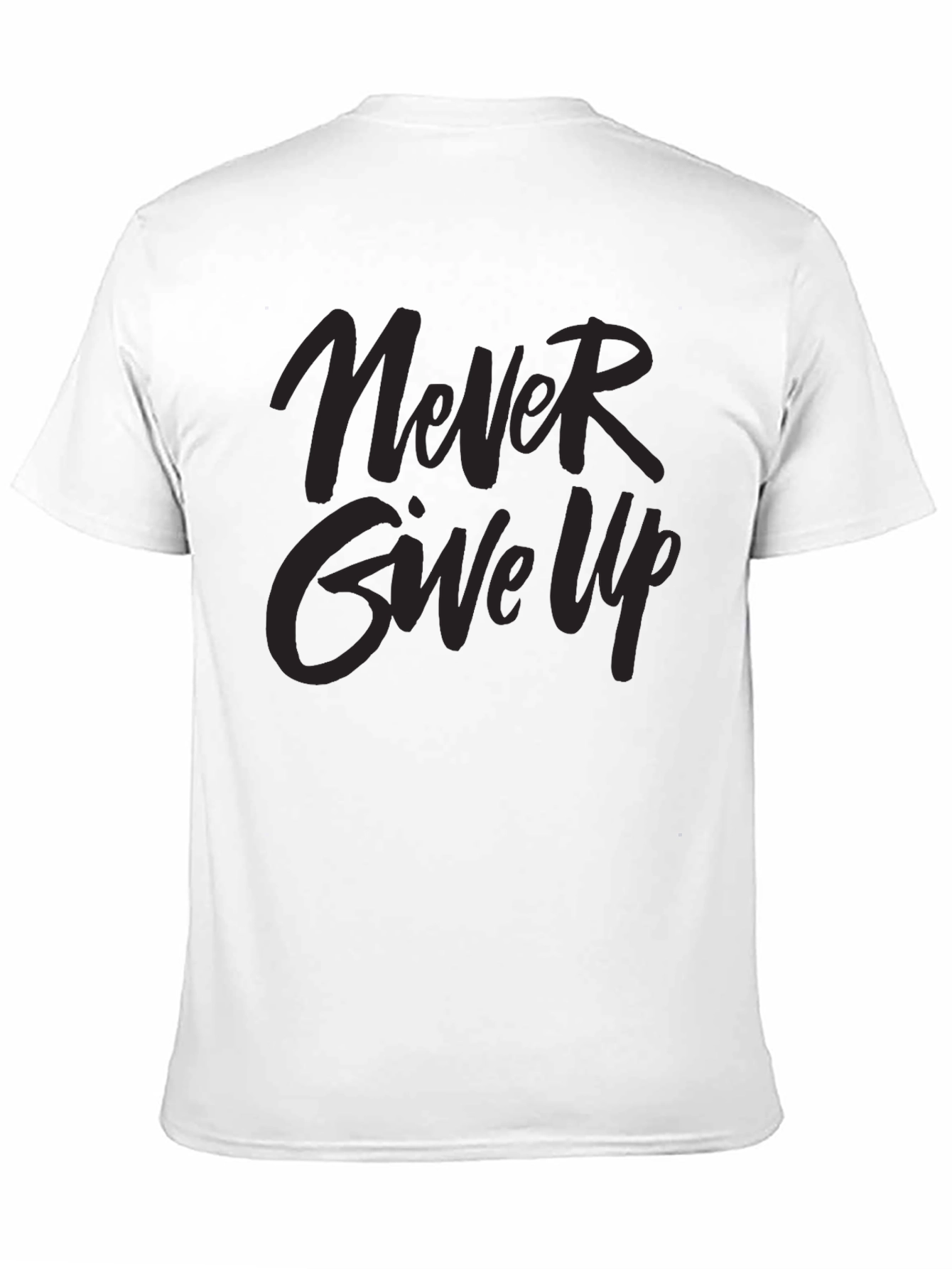 Never Give Up Graphic Print Black T-Shirt