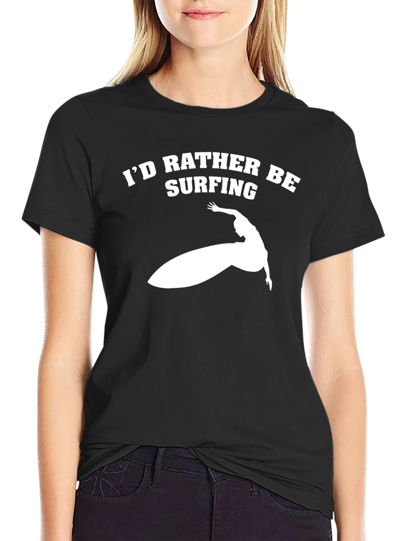 Id Rather Be Surfing T-Shirt - Black Tee
