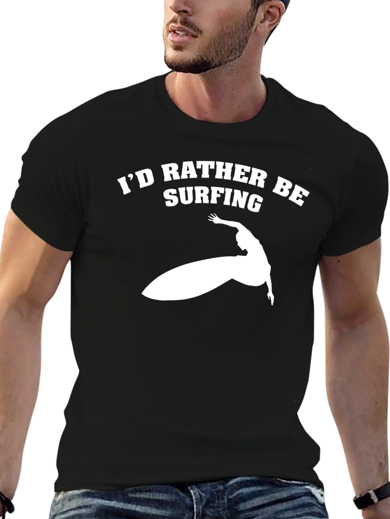 Id Rather Be Surfing T-Shirt - Black Tee