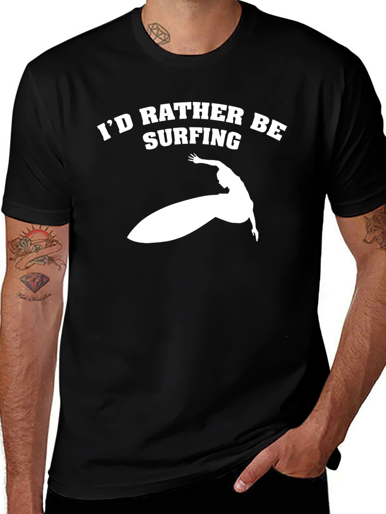 Id Rather Be Surfing T-Shirt - Black Tee