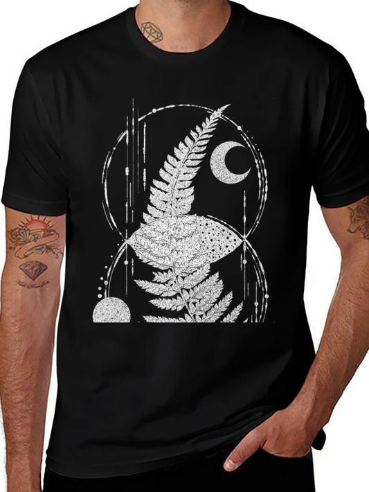 Fern Moon Graphic Tee - Black Cotton Blend
