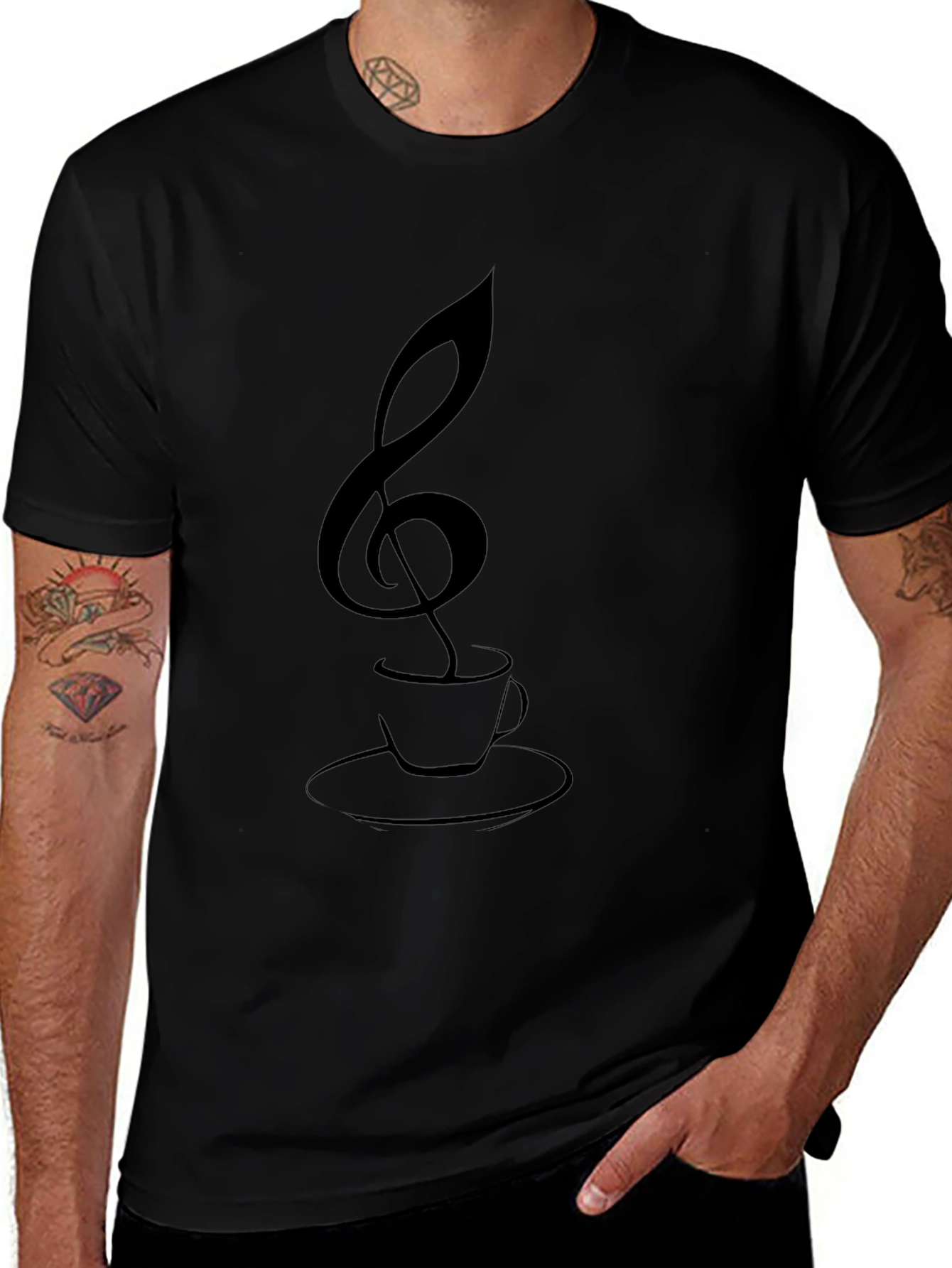 Musical Coffee T-Shirt - Treble Clef Cup Graphic Tee