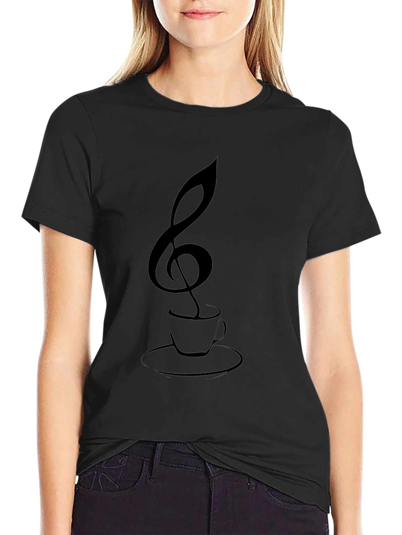 Musical Coffee T-Shirt - Treble Clef Cup Graphic Tee