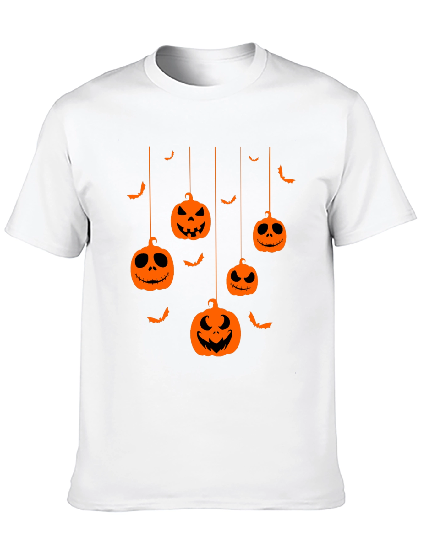 Halloween Pumpkin Bats Graphic Tee - Mens Black T-Shirt