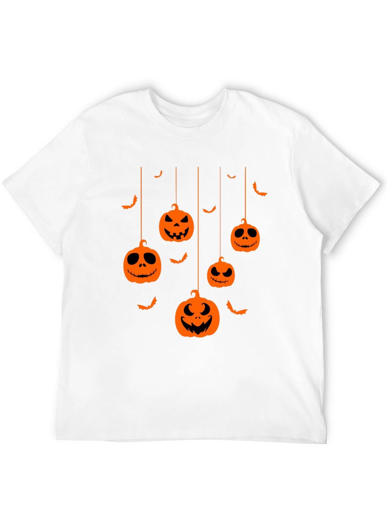 Halloween Pumpkin Bats Graphic Tee - Mens Black T-Shirt