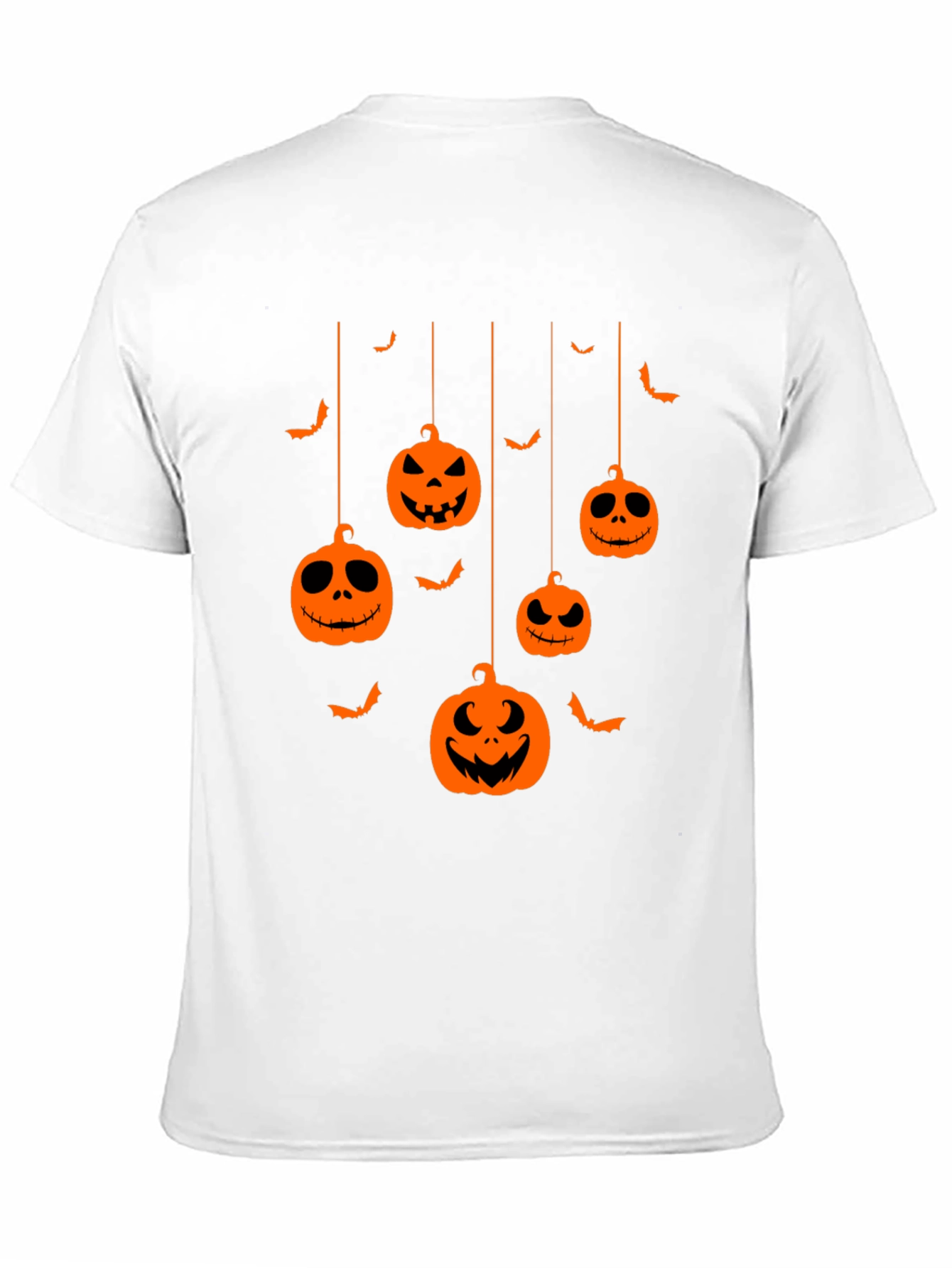 Halloween Pumpkin Bats Graphic Tee - Mens Black T-Shirt
