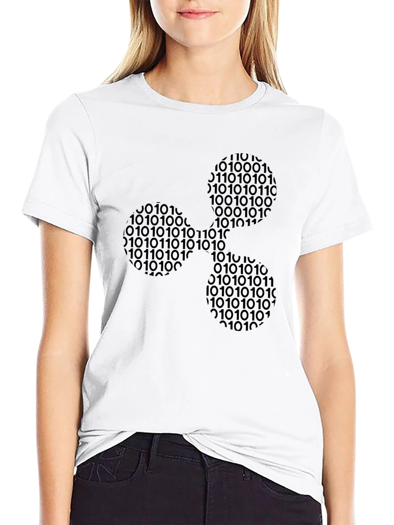 Binary Ripple Design Black T-Shirt